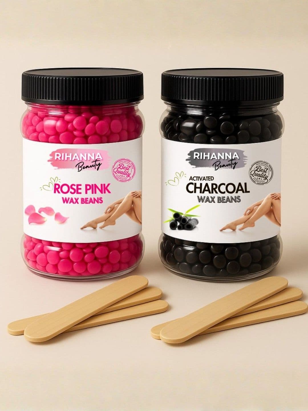 RIHANNA BEAUTY Set Of 2 Rose Pink & Charcoal Hard Wax Beans - 150 g Each - view 1