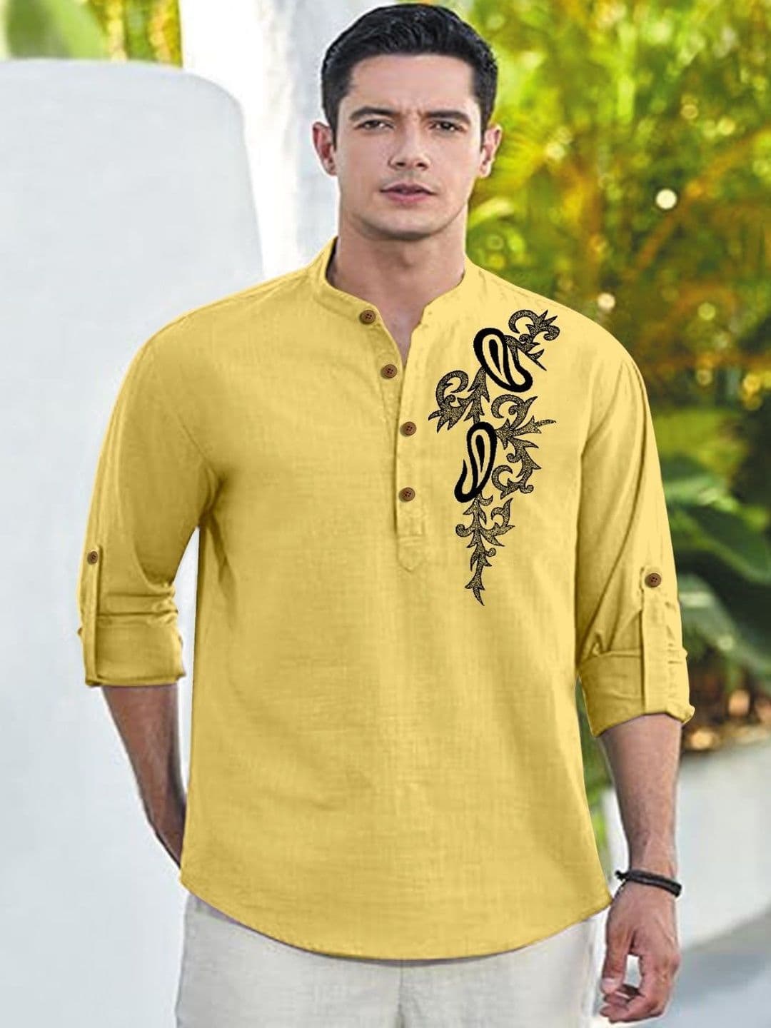 CLOTHING VEDA Men Floral Mandarin Collar Kurta - view 1