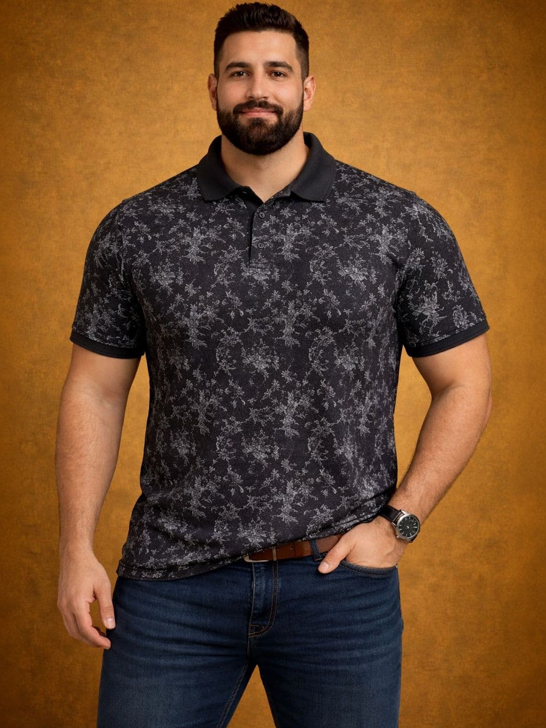 The Roadster Lifestyle Co Printed Polo Collar Tshirts - view 1