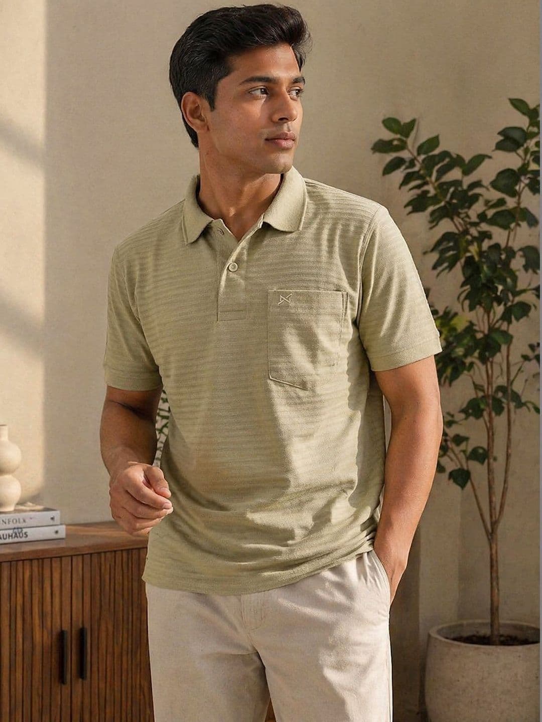 Force NXT Men Striped Polo Collar Pockets T-shirt - view 1