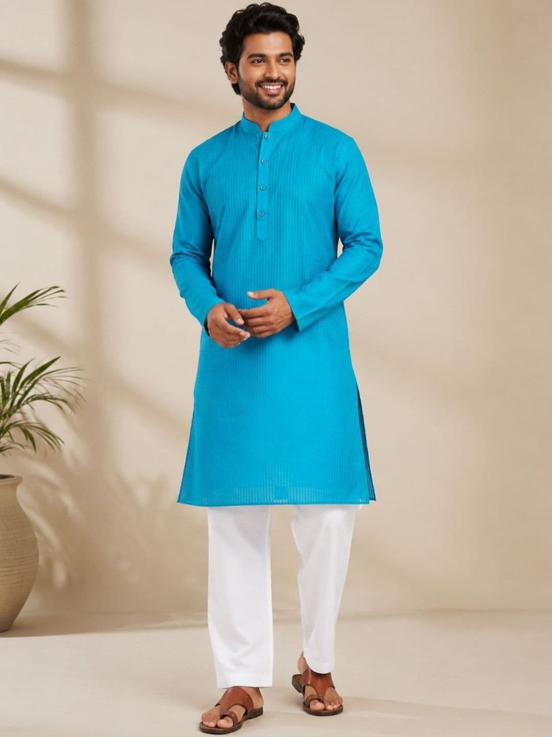 DEVOILER Men Striped Kurta - view 1