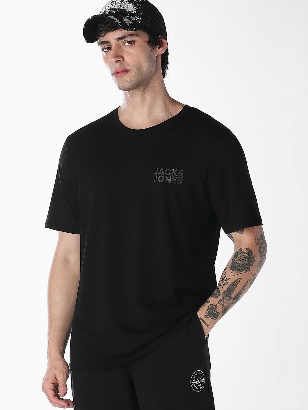 Jack & Jones Men Brand Logo Printed Organic Cotton Slim Fit T-shirt - view 1