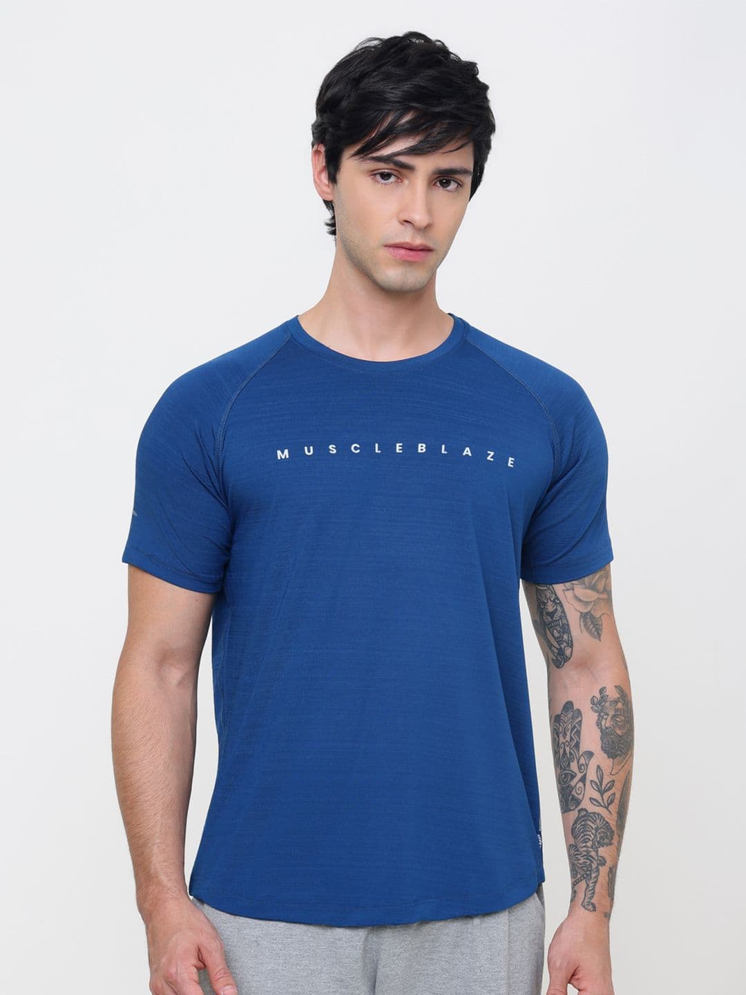 MuscleBlaze Active Round Neck T-Shirt for Men for Gym & Sports Teal Blue - view 1