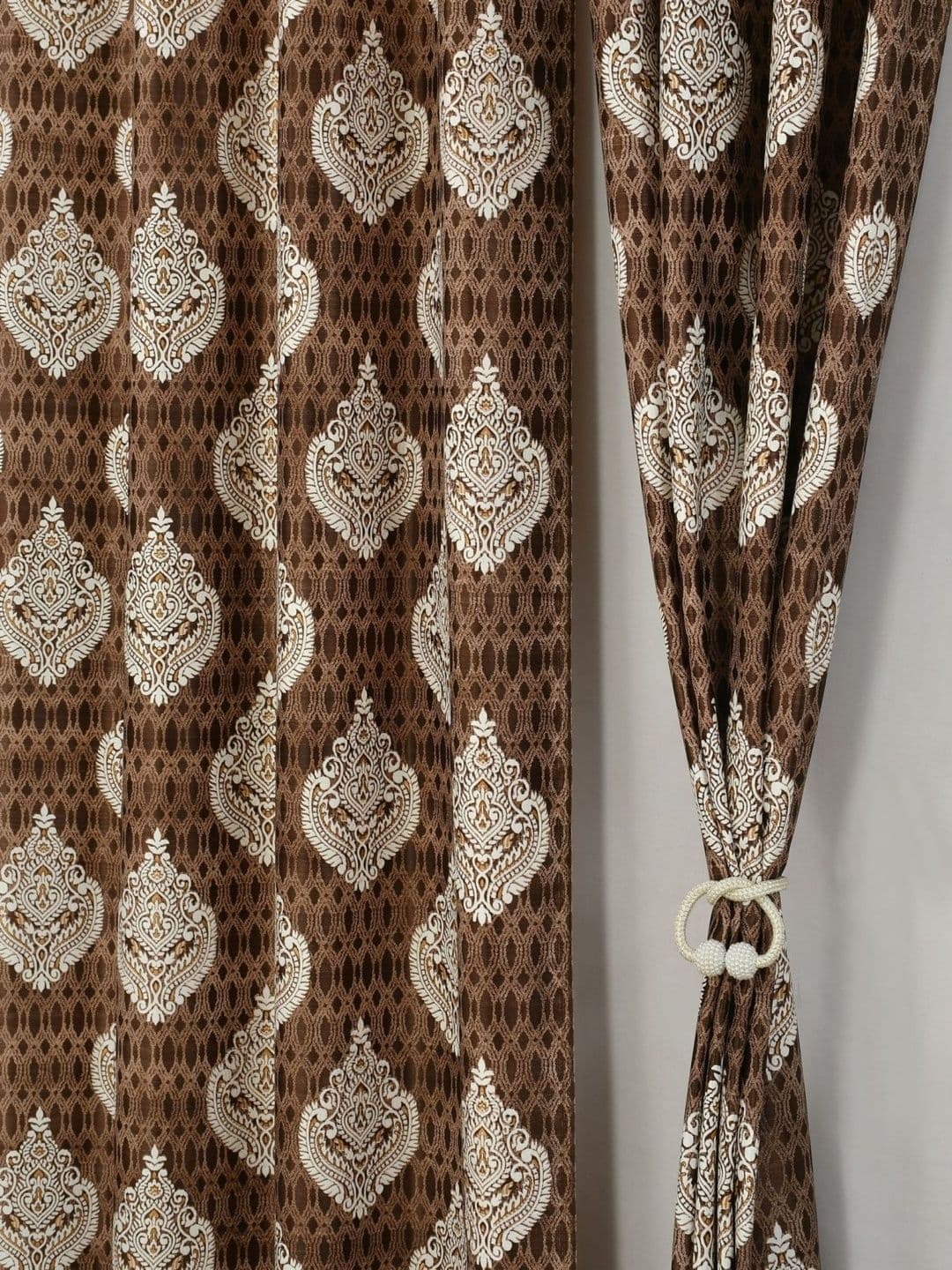Aura Brown Set of 2 Ethnic Motifs Long Door Curtain - view 1