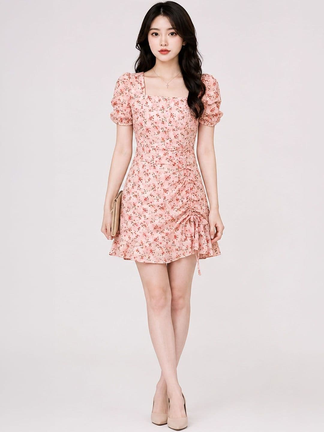 DressBerry Floral Print Puff Sleeve Mini Dress - view 1