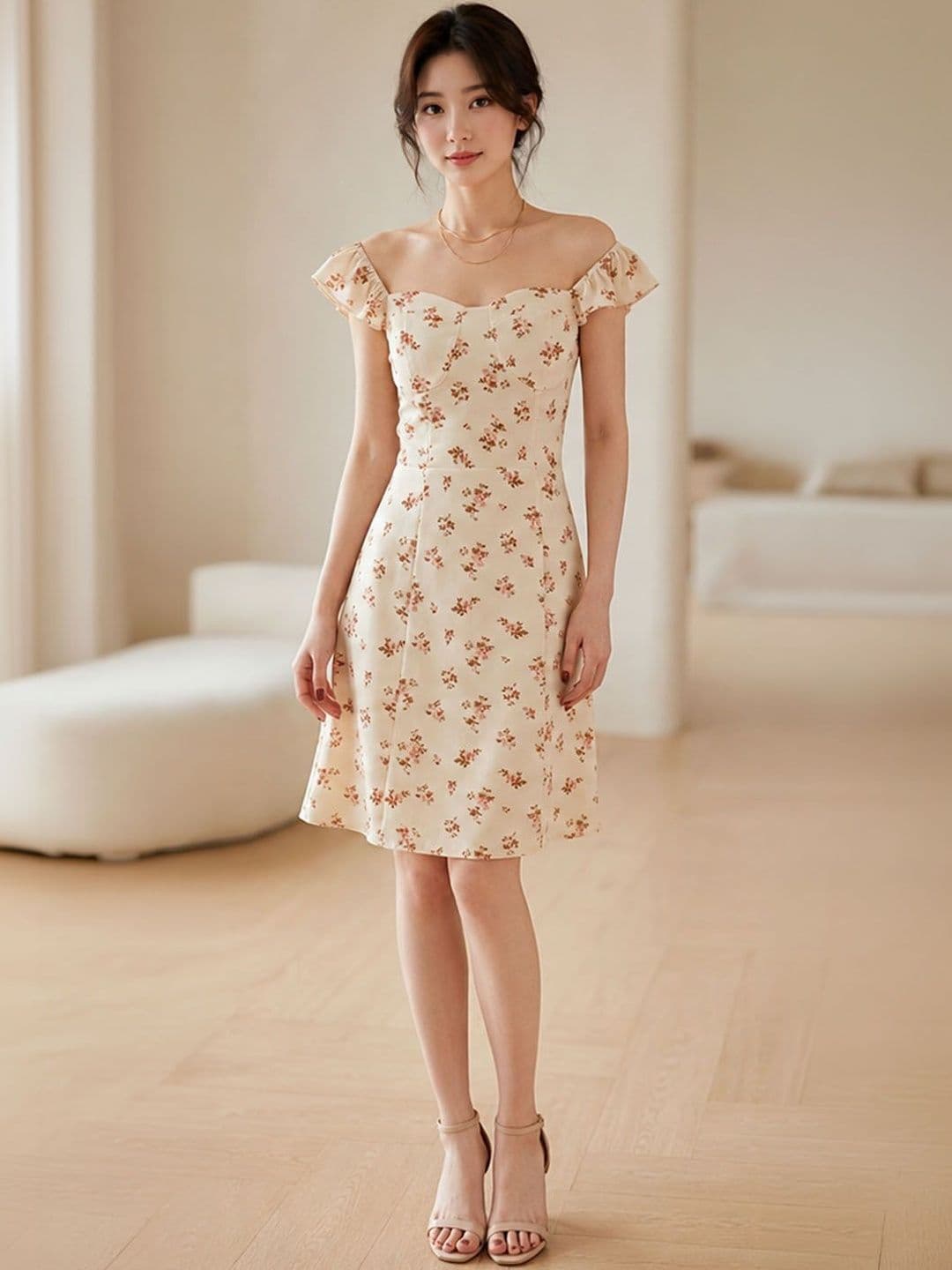 DressBerry Floral Print Ruffled Fit & Flare Dress - view 1