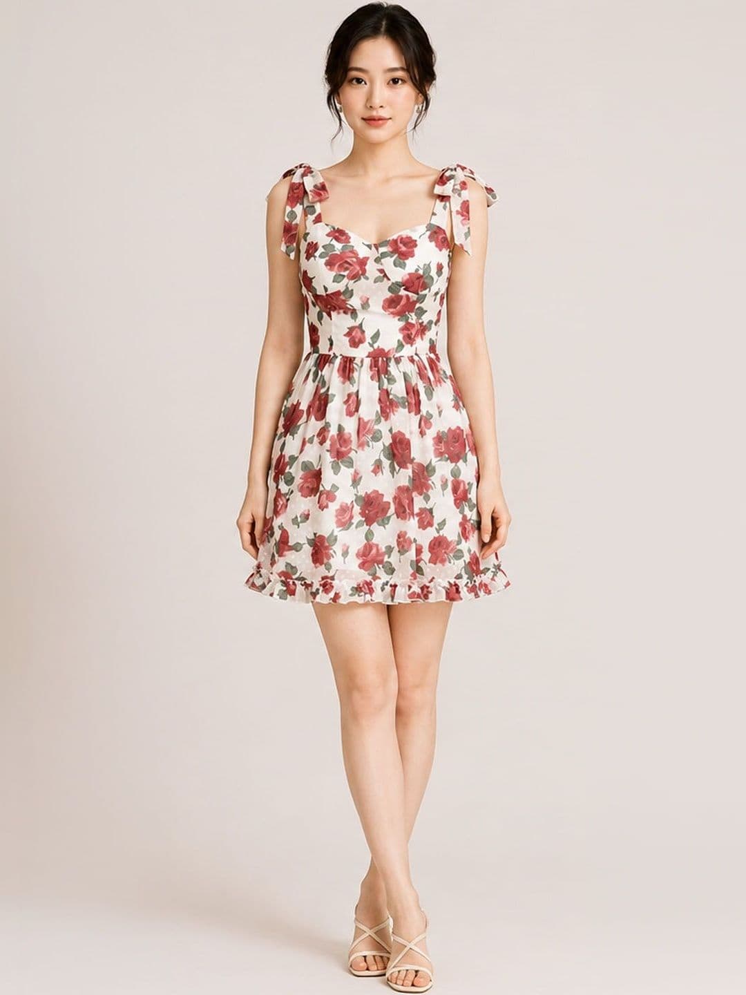 DressBerry Floral Print Ruffled A-Line Mini Dress - view 1