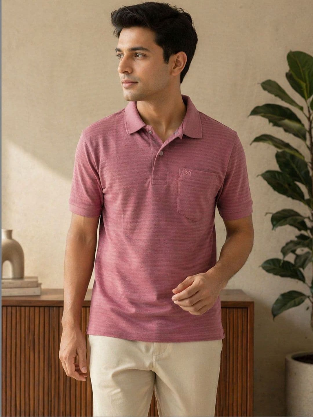 Force NXT Men Striped Polo Collar Pockets T-shirt - view 1