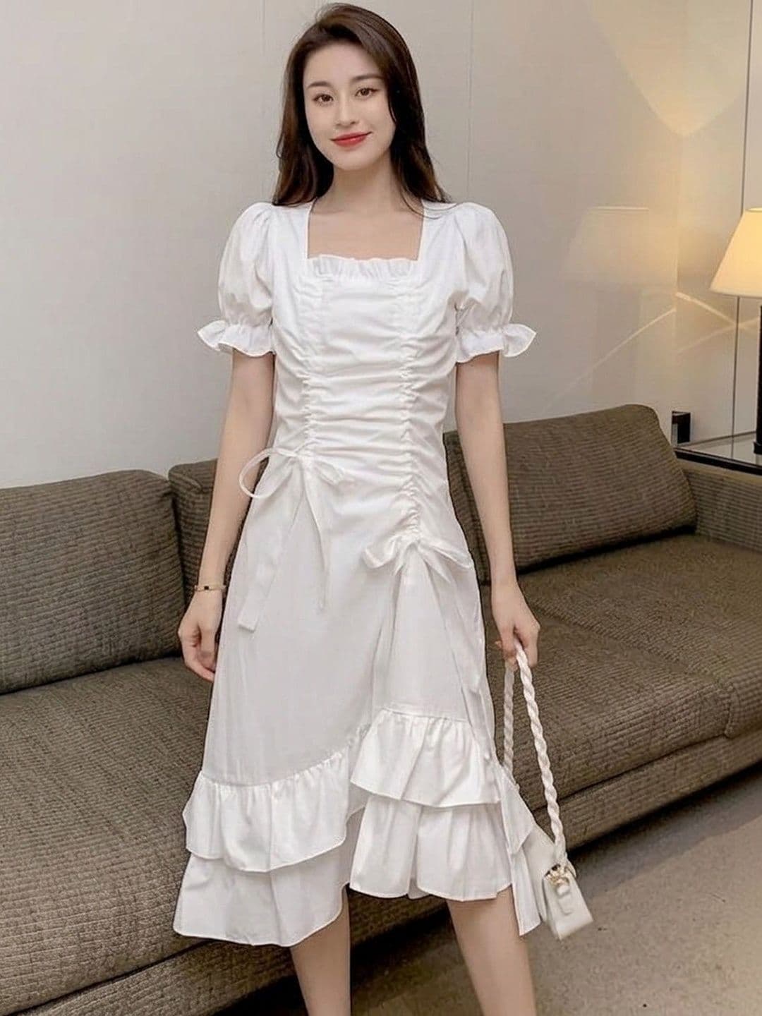 DressBerry Puff Sleeve Fit & Flare Midi Dress - view 1