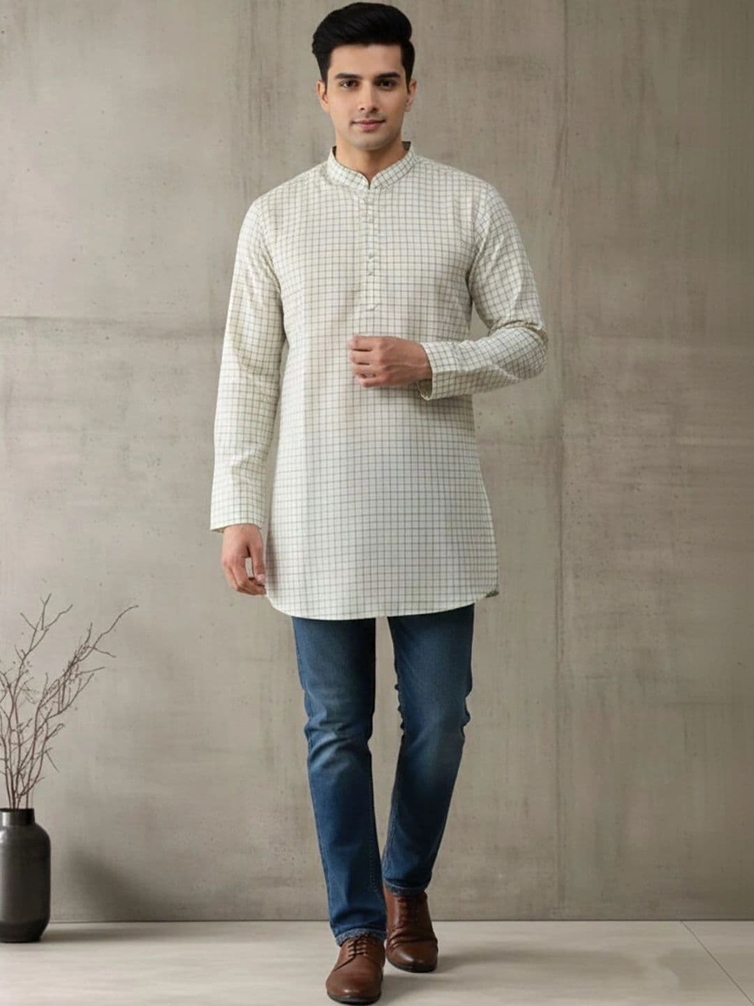Anouk Men Checked Kurta - view 1