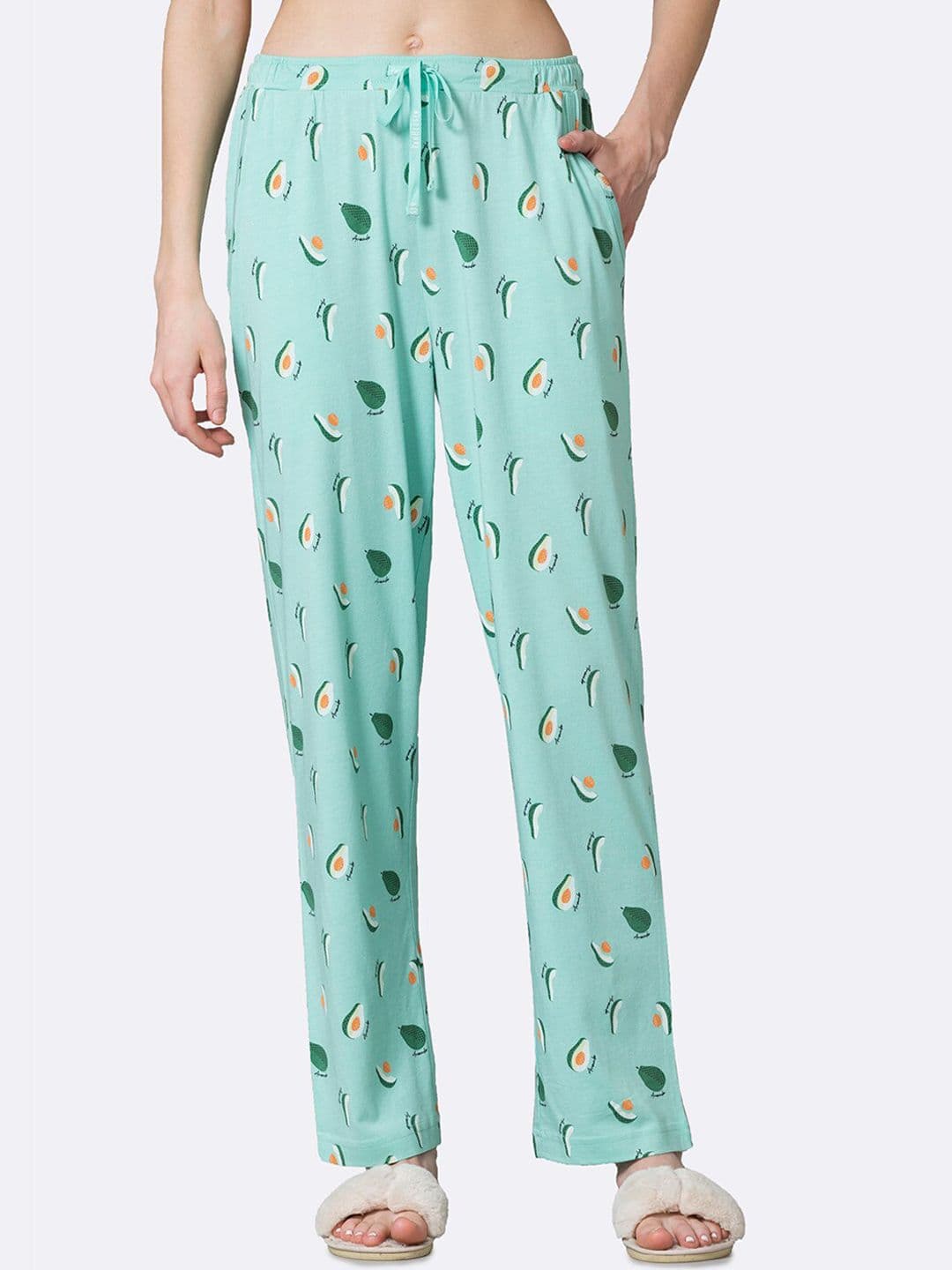 Van Heusen Plus Size Women Green & White Printed Lounge Pants - view 1