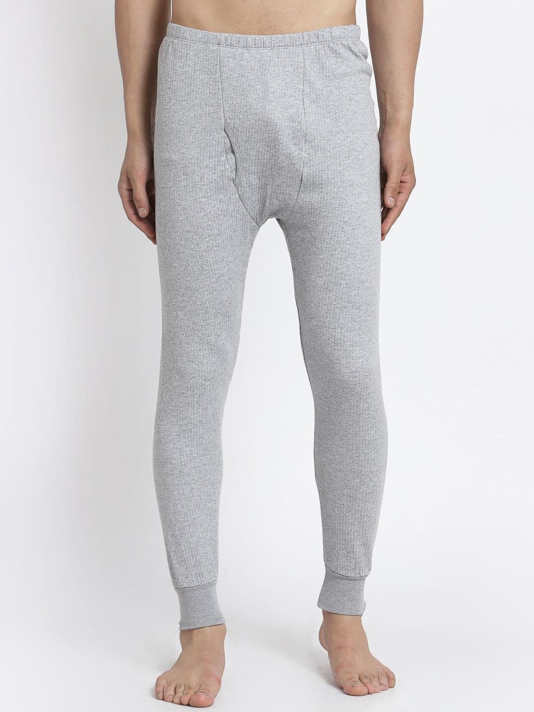Kalt Men Light Grey Solid Thermal Bottoms - view 1