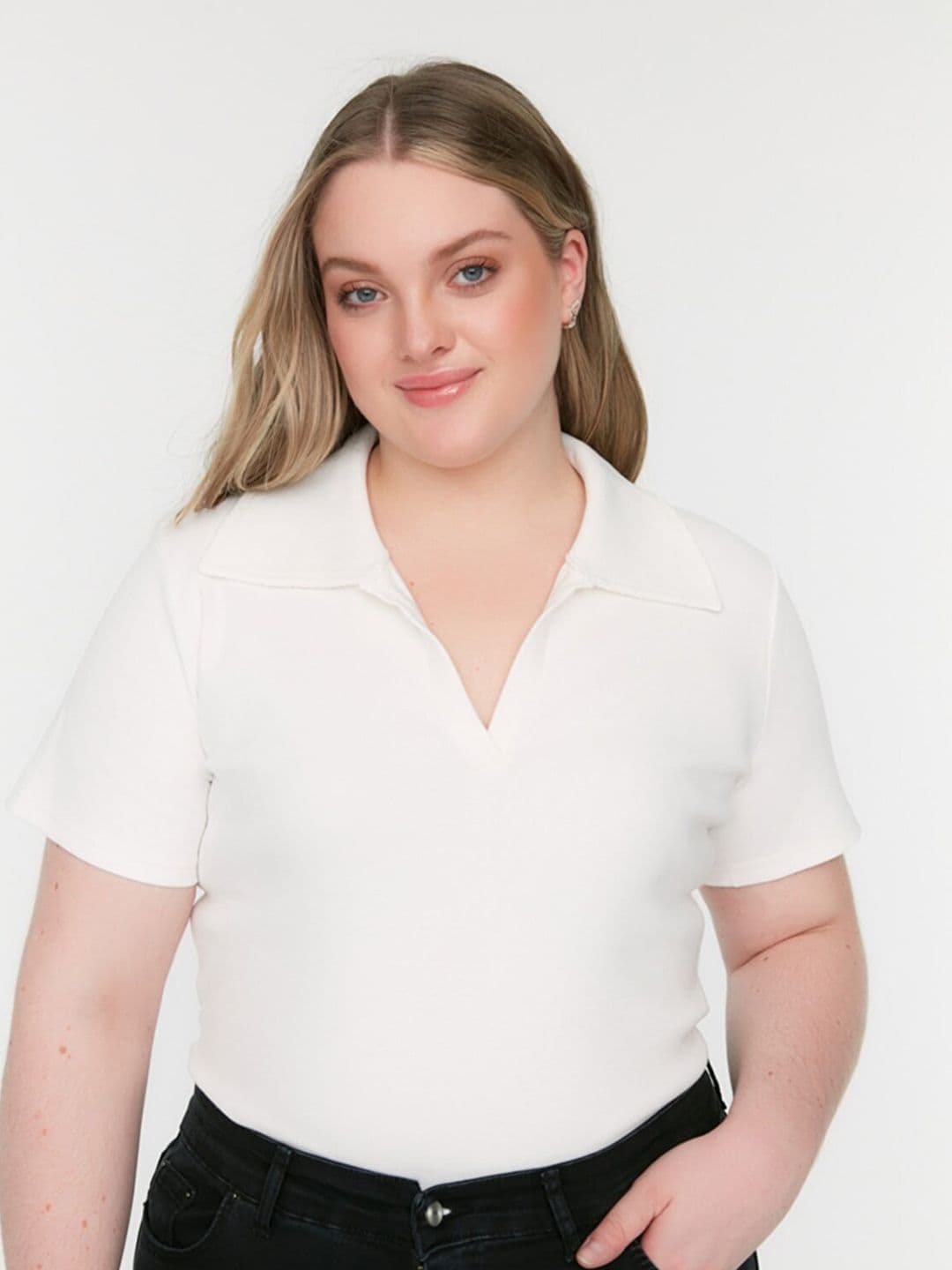 Trendyol Plus Size Women White Shirt Style Top - view 1