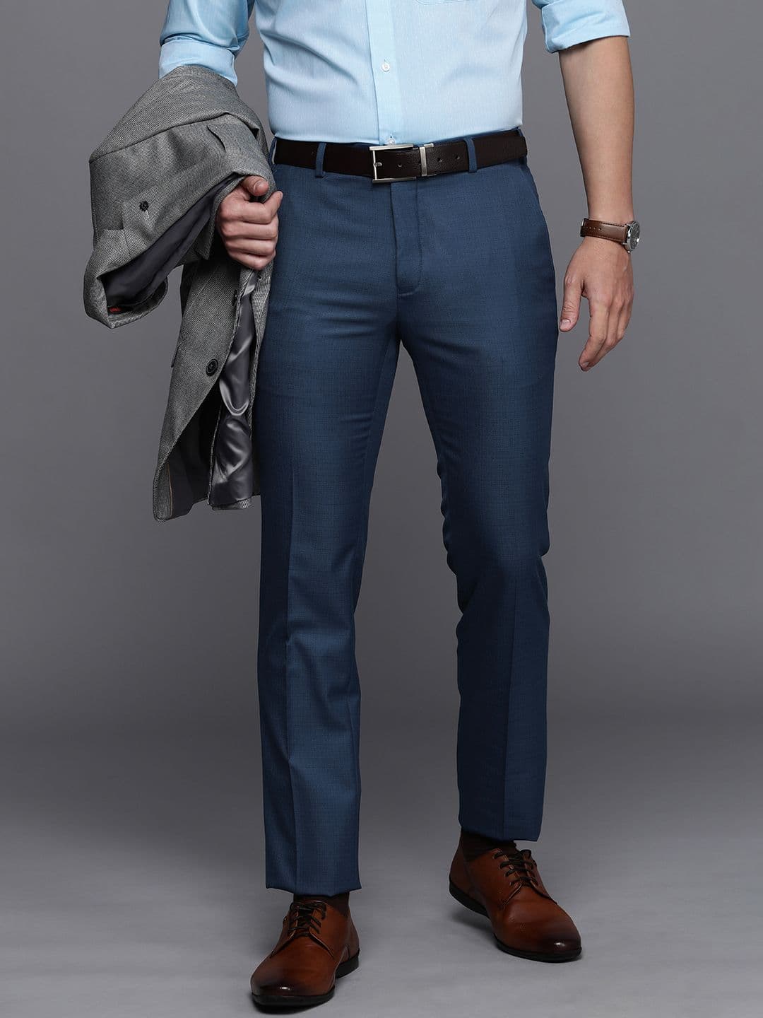 Raymond Men Solid Slim Fit Flat Front Formal Trousers - view 1