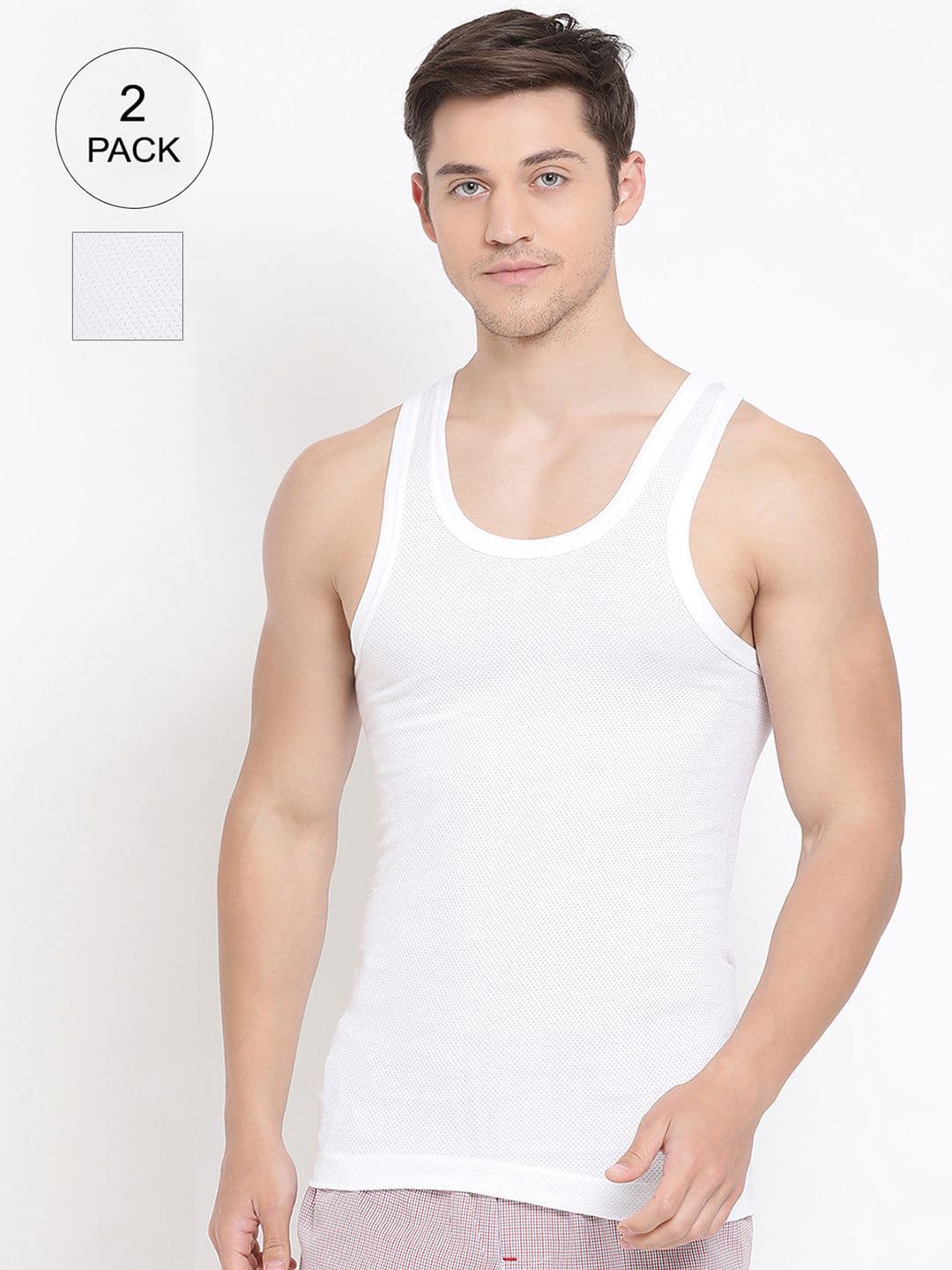 Lux Cozi Men Pack Of 2 Solid Aircool Breathable Cotton Basic Sleeveless Innerwear Vests - view 1