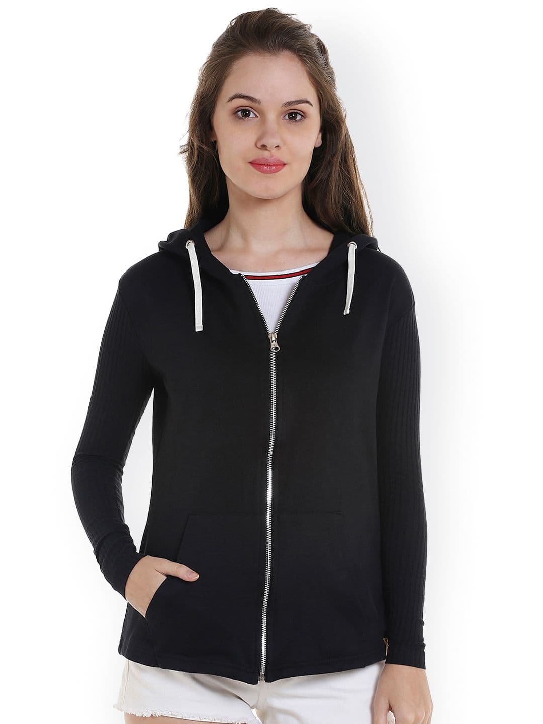 PINACOLADA Women Black Solid Hooded Sweatshirt - view 1