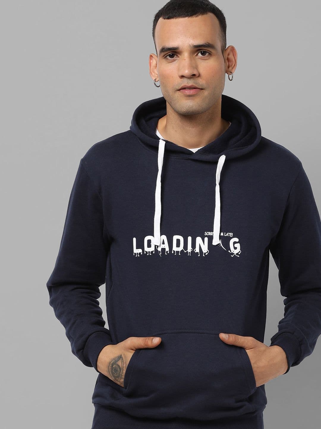 CAHOOT Men Blue Printed Hooded Sweatshirt - view 1