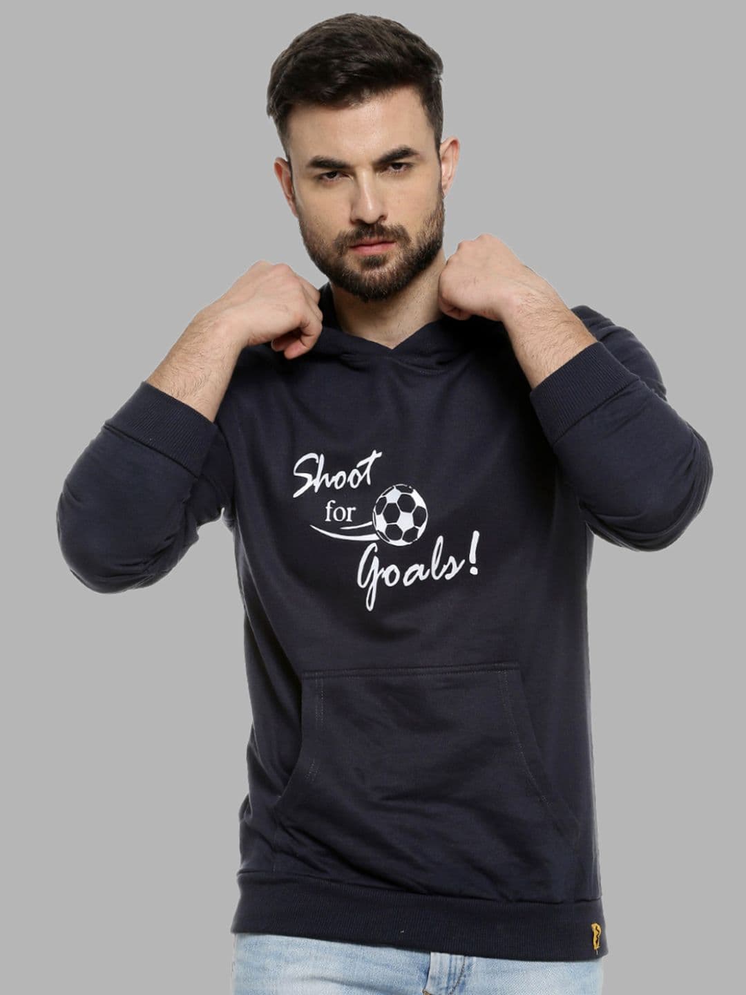 CAHOOT Men Blue Printed Hooded Sweatshirt - view 1