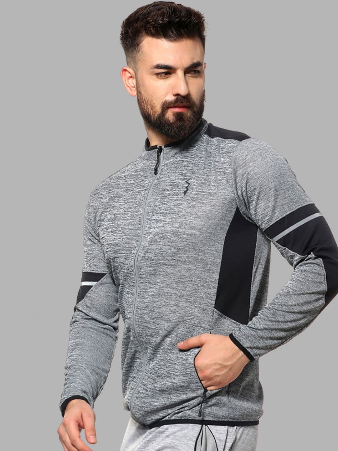 CAHOOT Men Grey Windcheater Outdoor Open Front Jacket - view 1