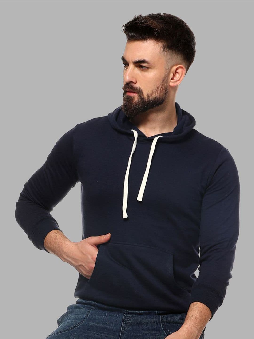 CAHOOT Men Navy Blue Hooded Sweatshirt - view 1