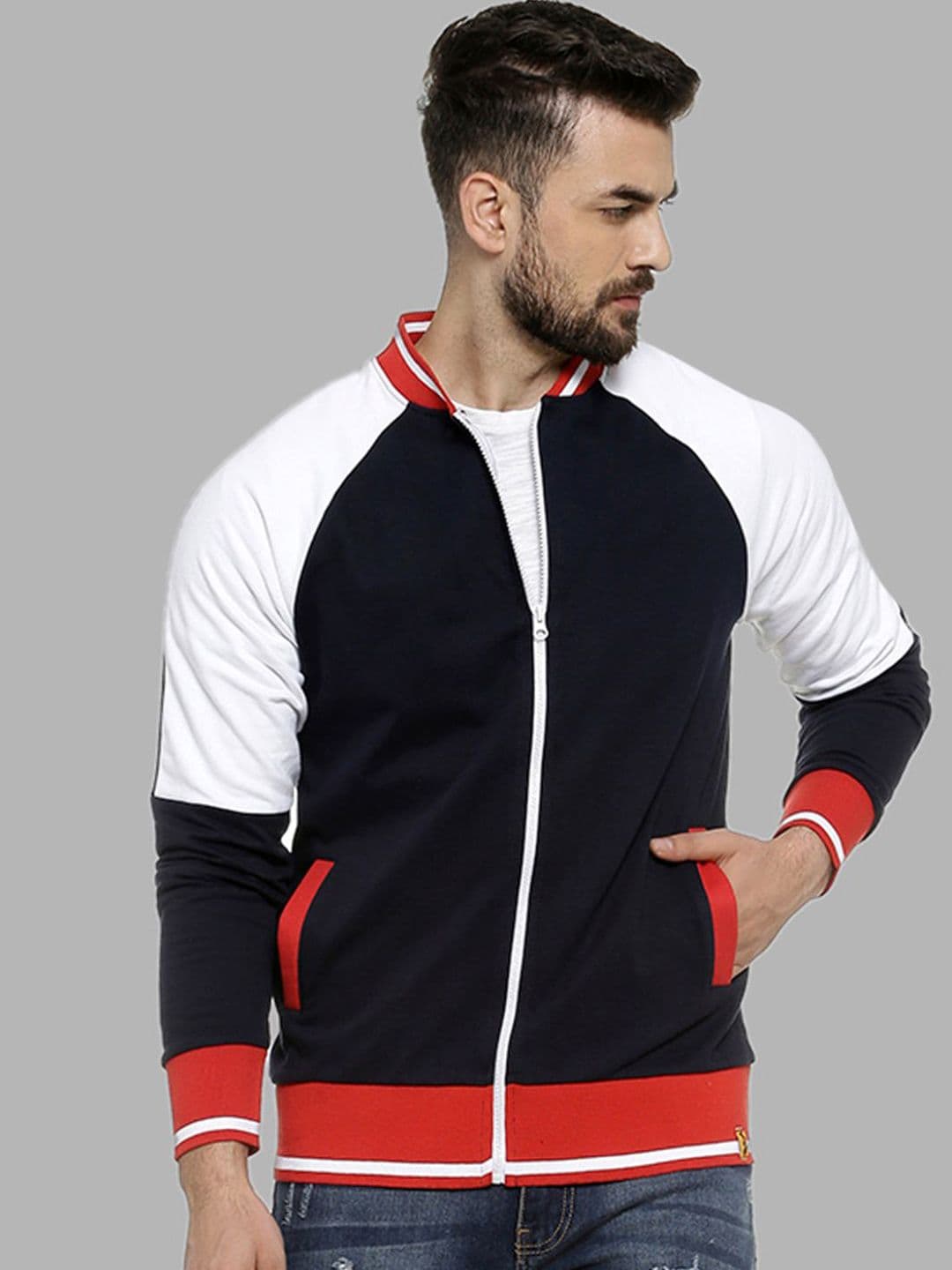 CAHOOT Men Black White Colourblocked Windcheater Outdoor Bomber Jacket - view 1
