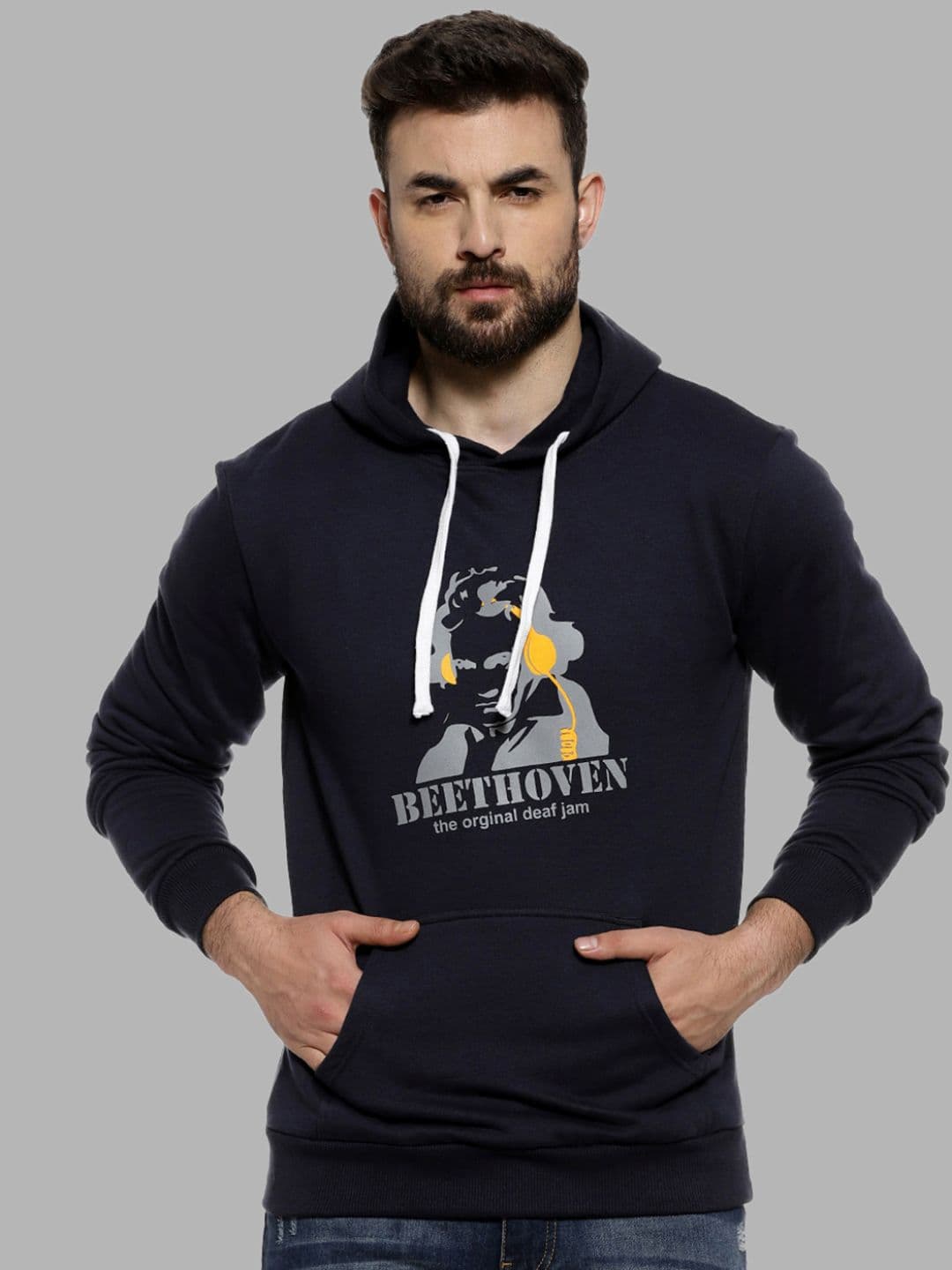 CAHOOT Men Blue Printed Hooded Sweatshirt - view 1