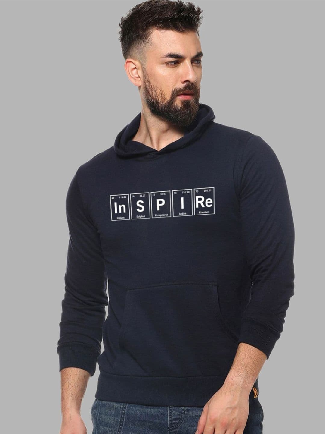 CAHOOT Men Navy Blue Printed Hooded Sweatshirt - view 1