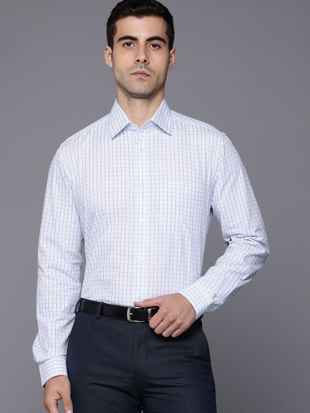 Raymond Slim Fit Checked Pure Cotton Formal Shirt - view 1