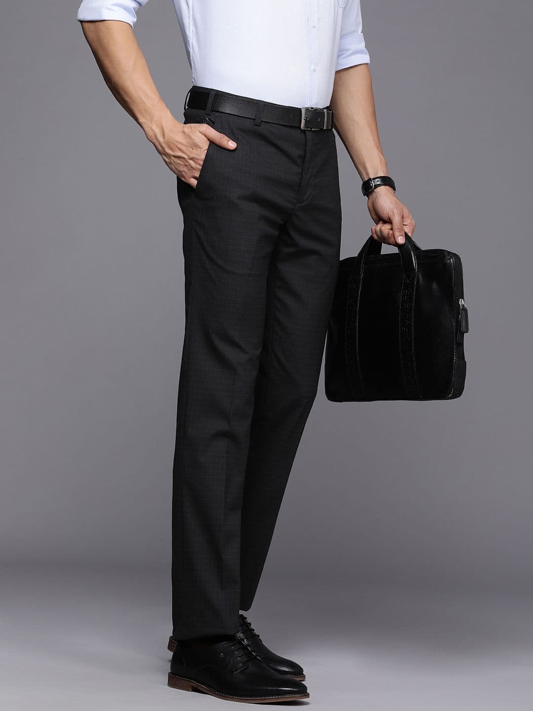 Raymond Men Checked Slim Fit Formal Trousers - view 1