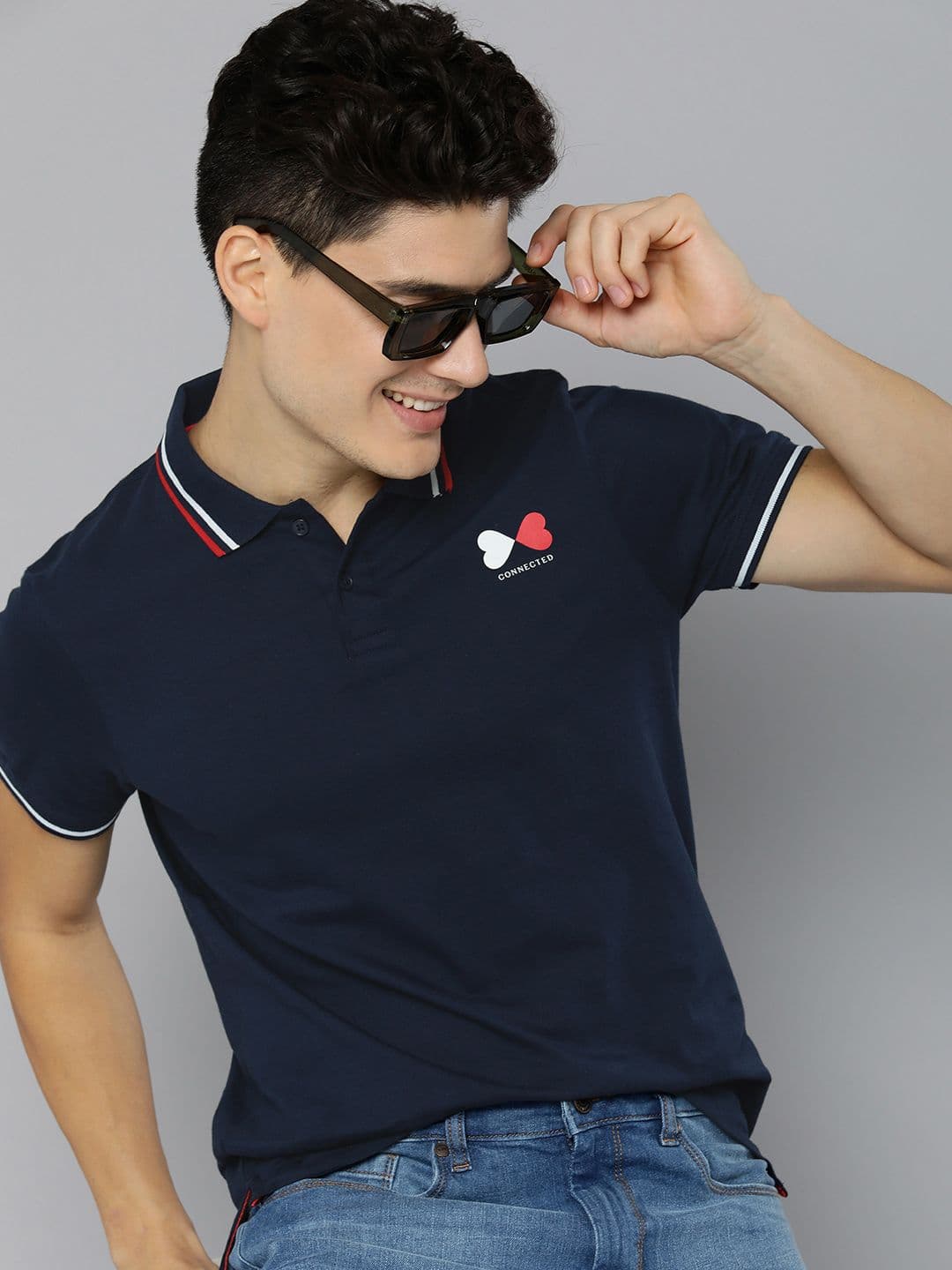 Mast & Harbour Men Printed Polo Collar Pure Cotton T-shirt - view 1