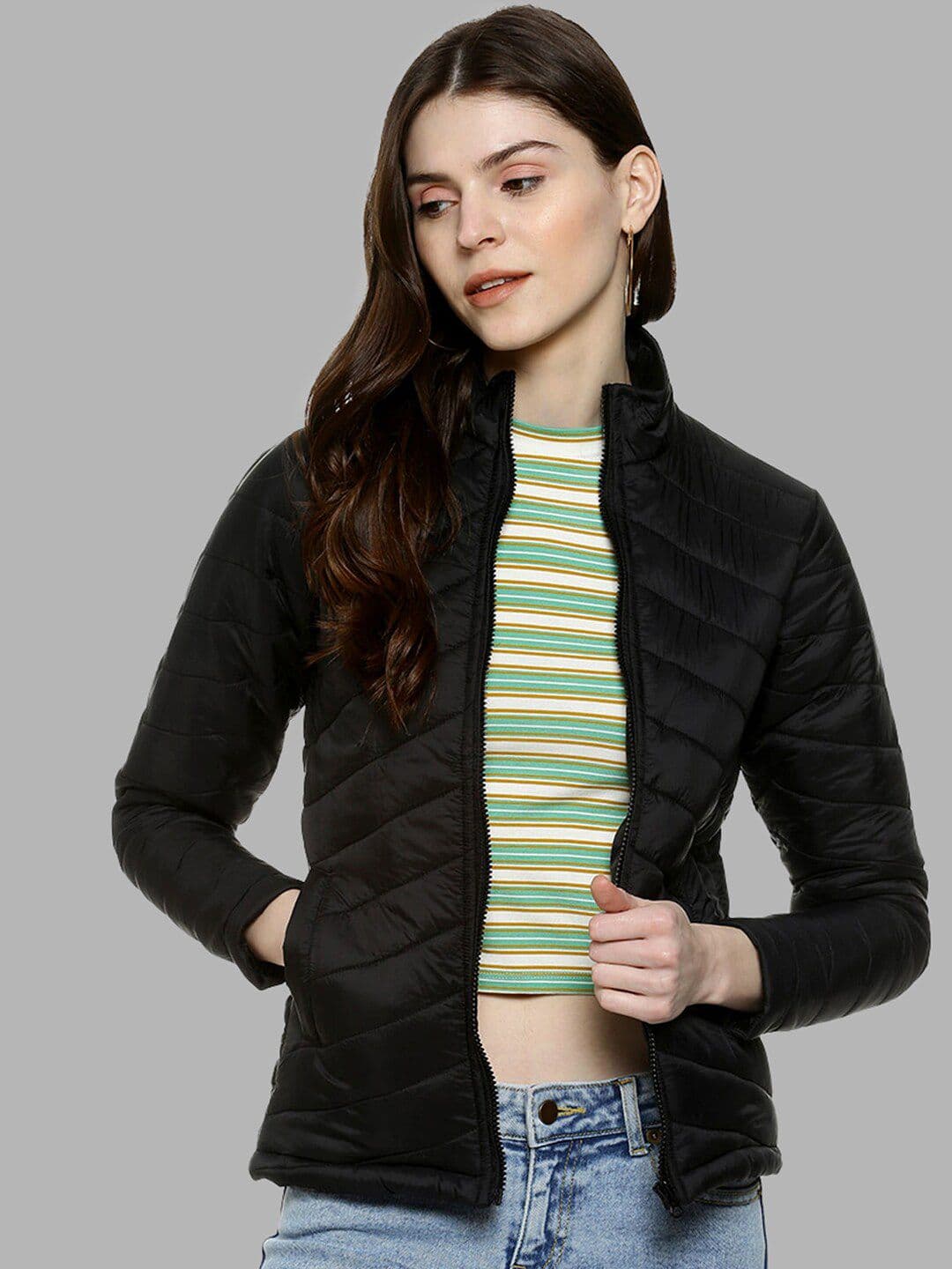 PINACOLADA Women Black Windcheater Longline Outdoor Puffer Jacket - view 1