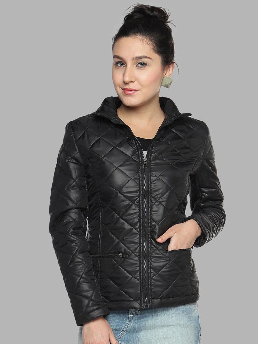 PINACOLADA Women Black Windcheater Outdoor Quilted Jacket - view 1