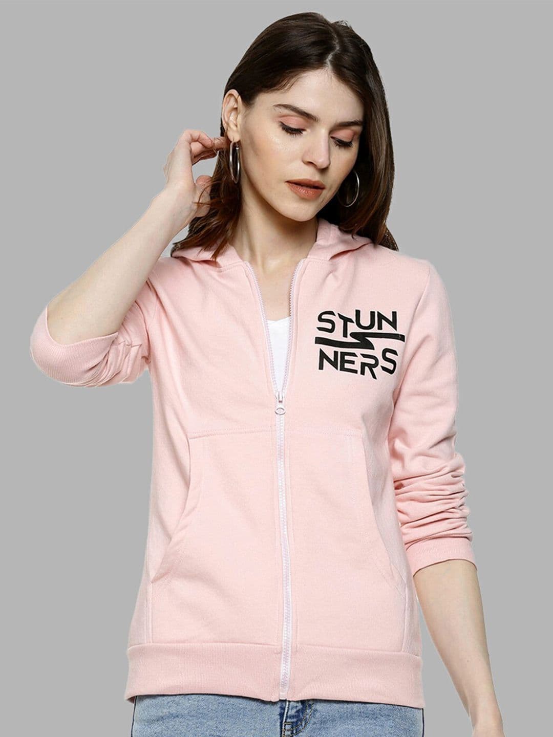 PINACOLADA Women Pink & Black Printed Hooded Sweatshirt - view 1