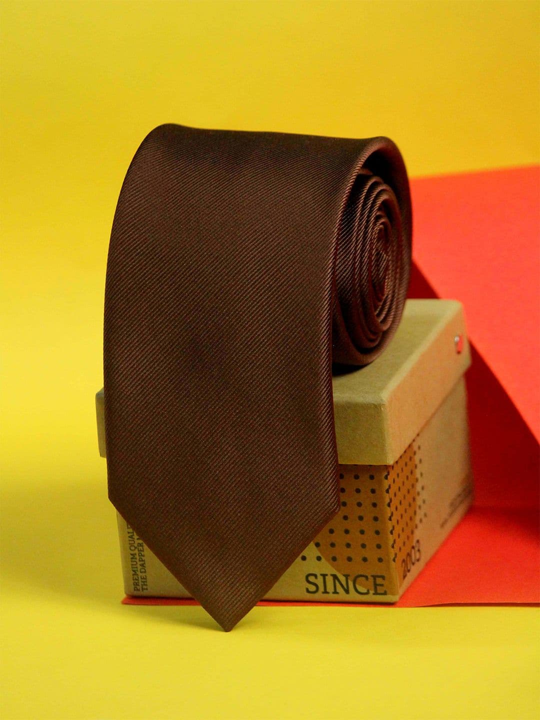 Tossido Men Brown Solid Broad Tie - view 1