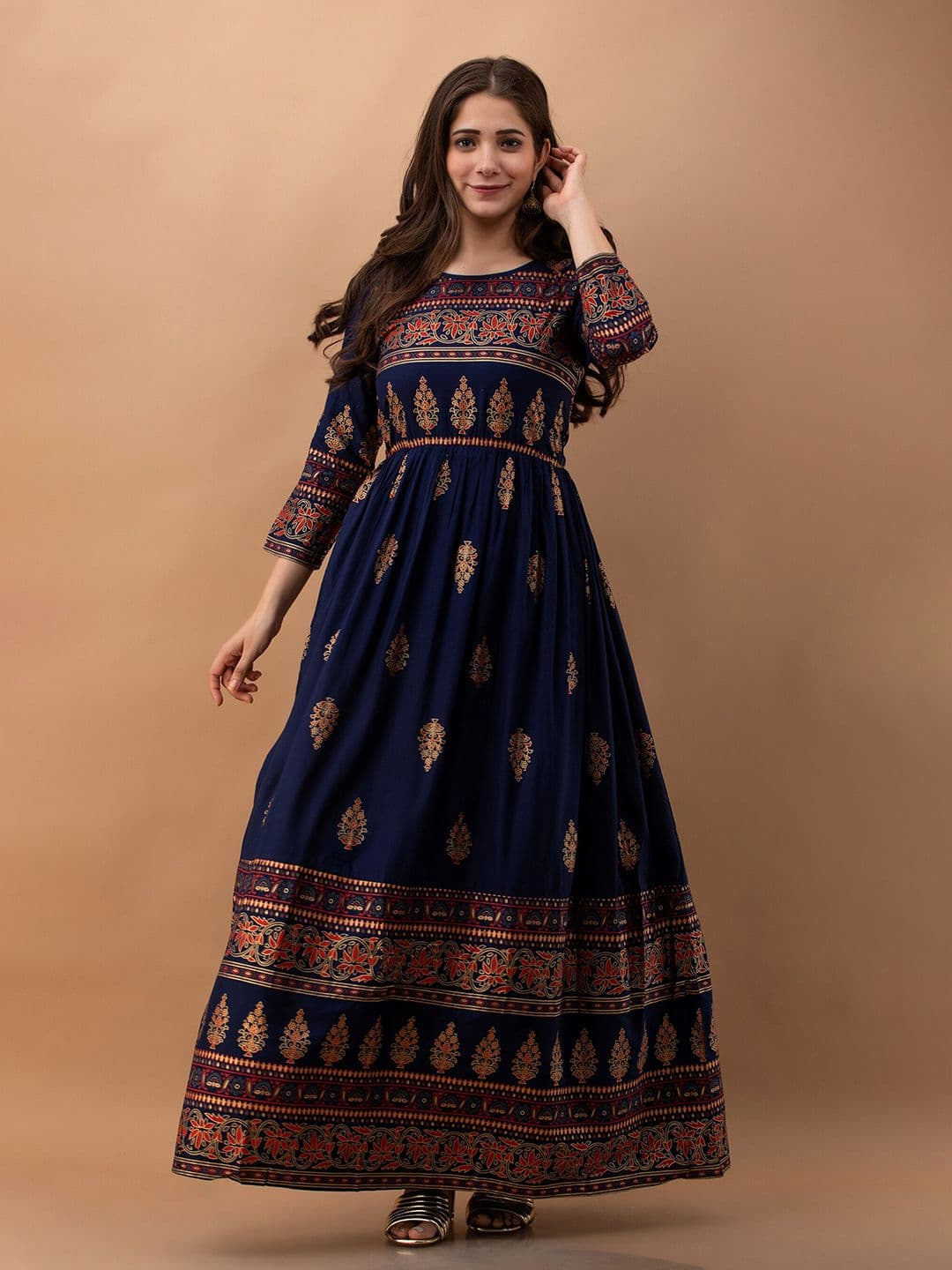 PURSHOTTAM WALA Blue Ethnic Motifs Maxi Maxi Dress - view 1