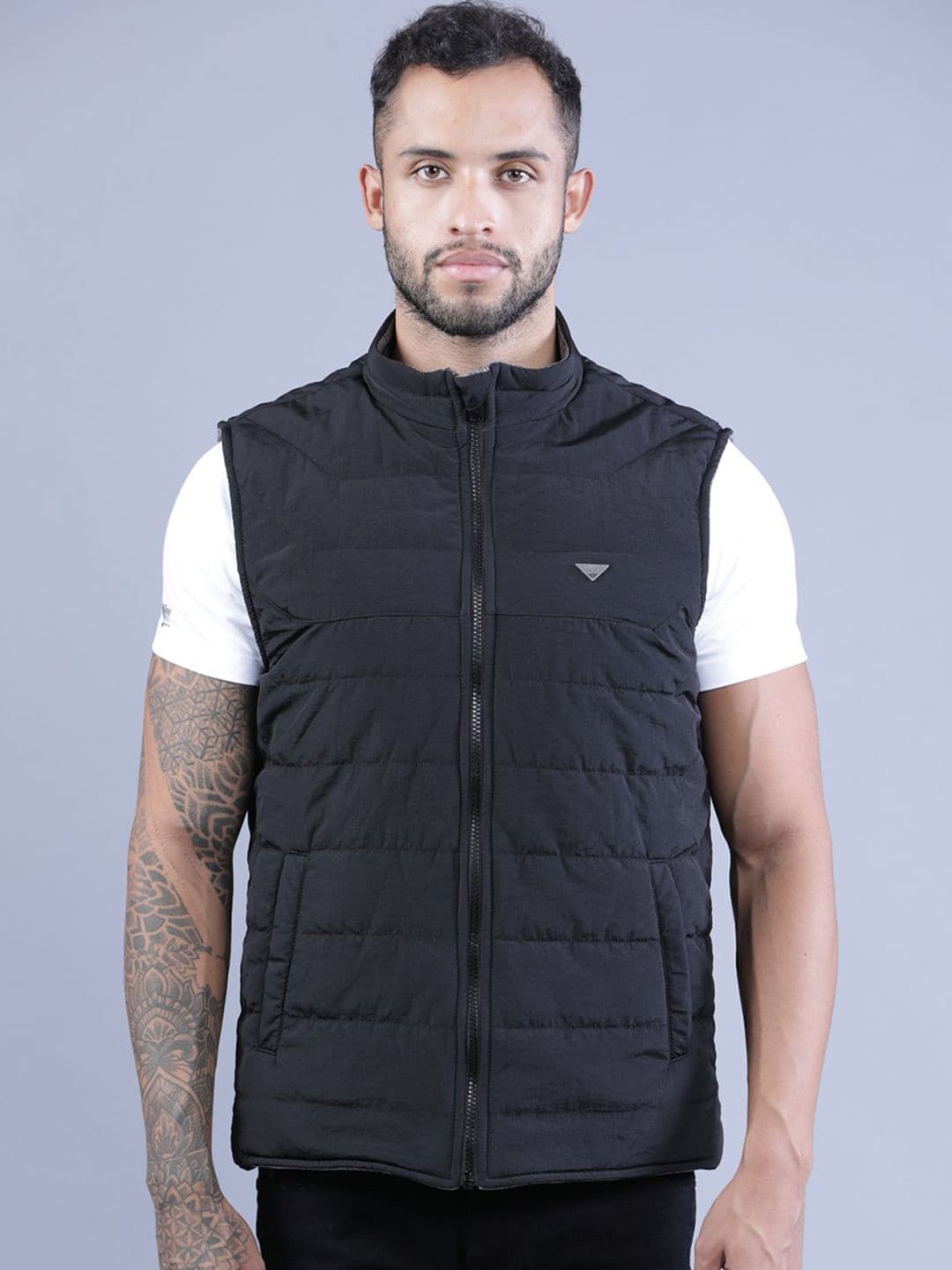 t-base Men Navy Blue Reversible Windcheater Padded Jacket - view 1