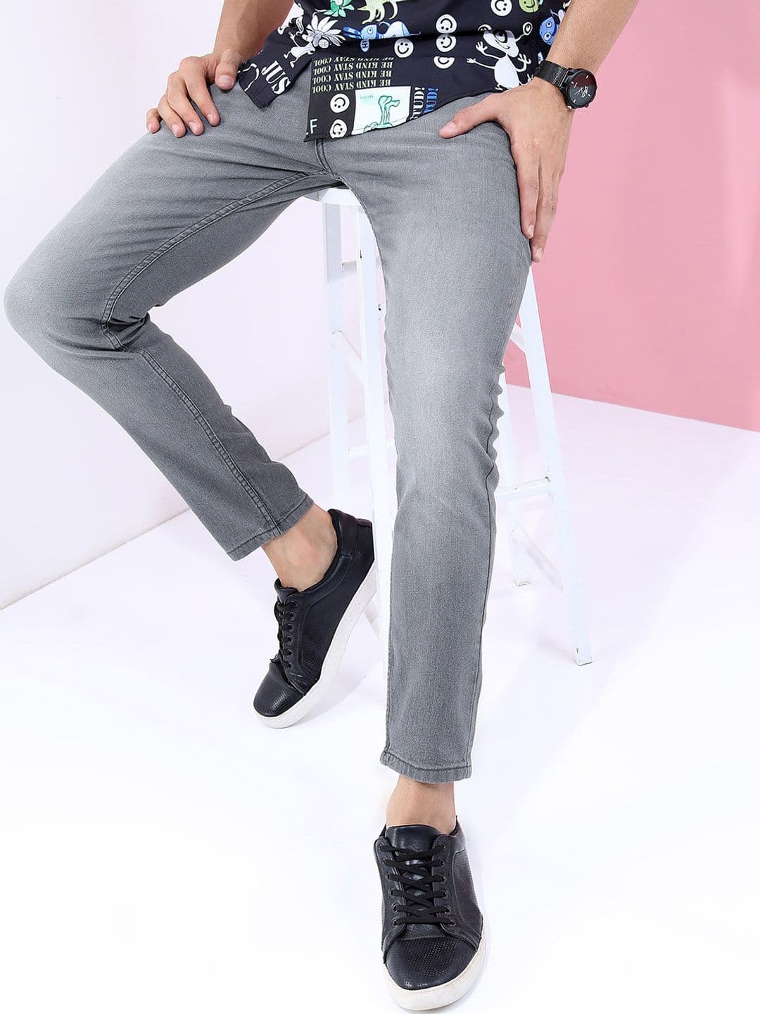 HIGHLANDER Men Grey Slim Fit Light Fade Stretchable Jeans - view 1