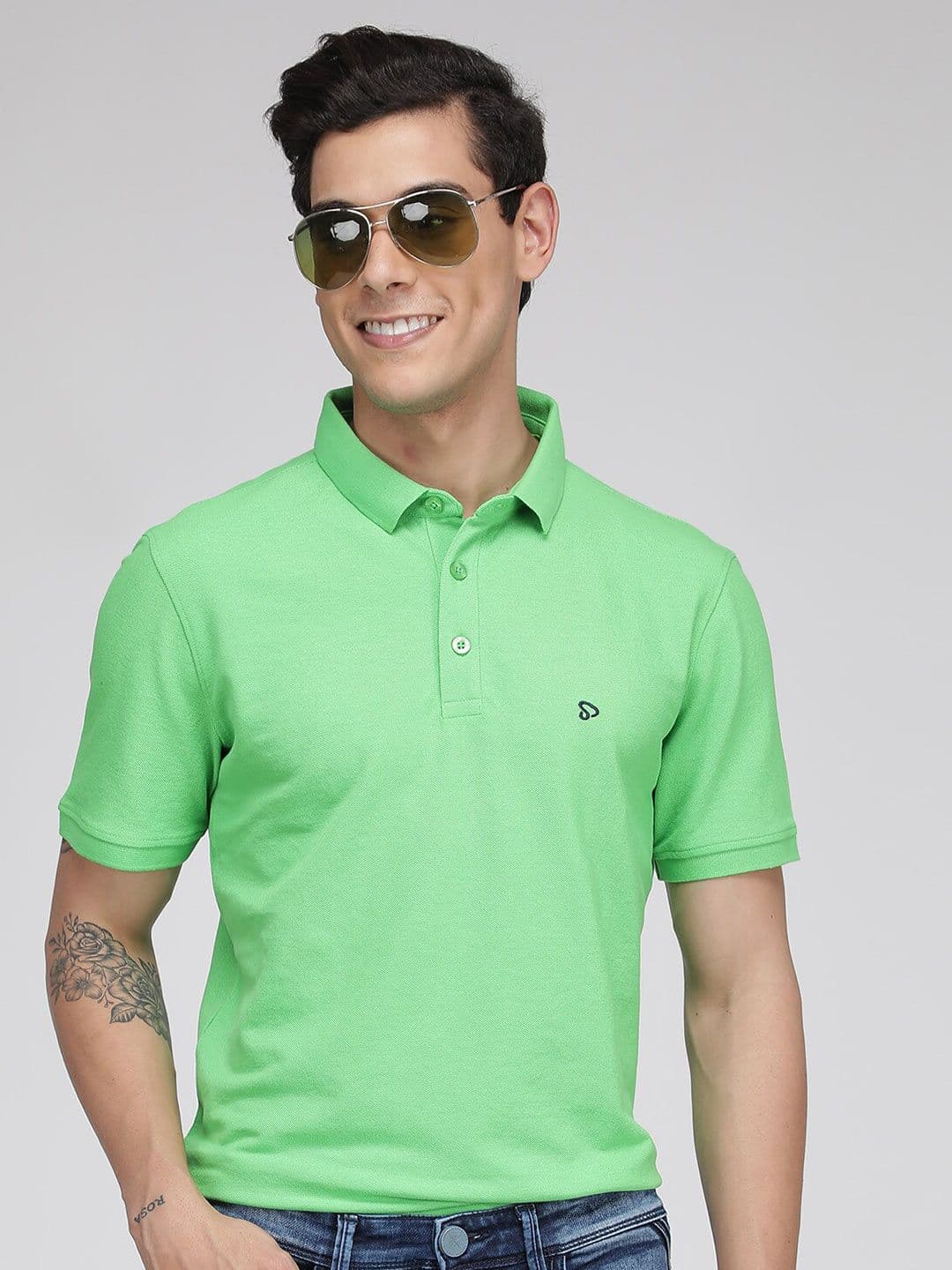 SPORTO Men Green Polo Collar T-shirt - view 1