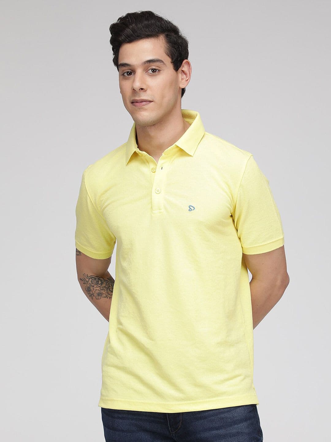 SPORTO Men Yellow Polo Collar Cotton T-shirt - view 1