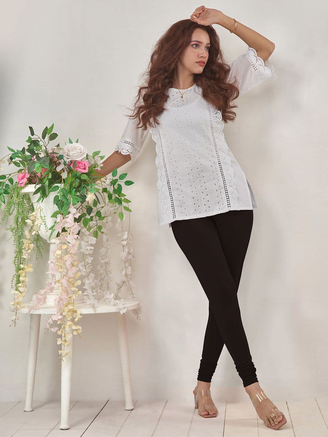 LYRA Women Brown Solid Churidar Length Leggings - view 1