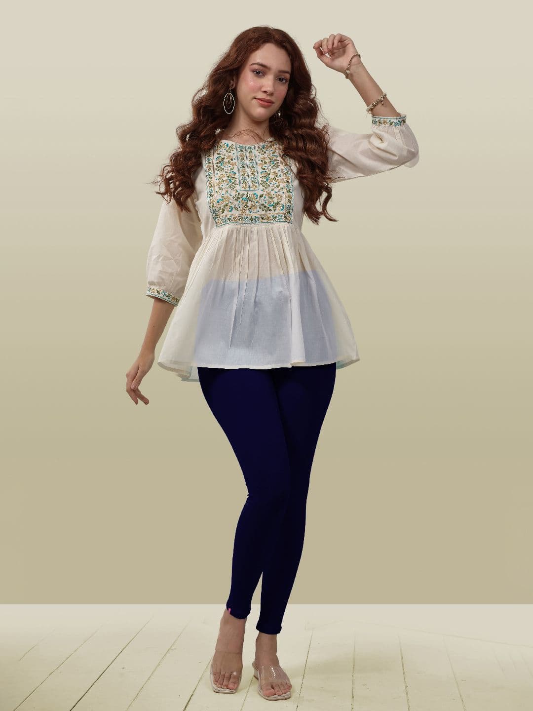LYRA Women Blue Solid Ankle Length Leggings - view 1