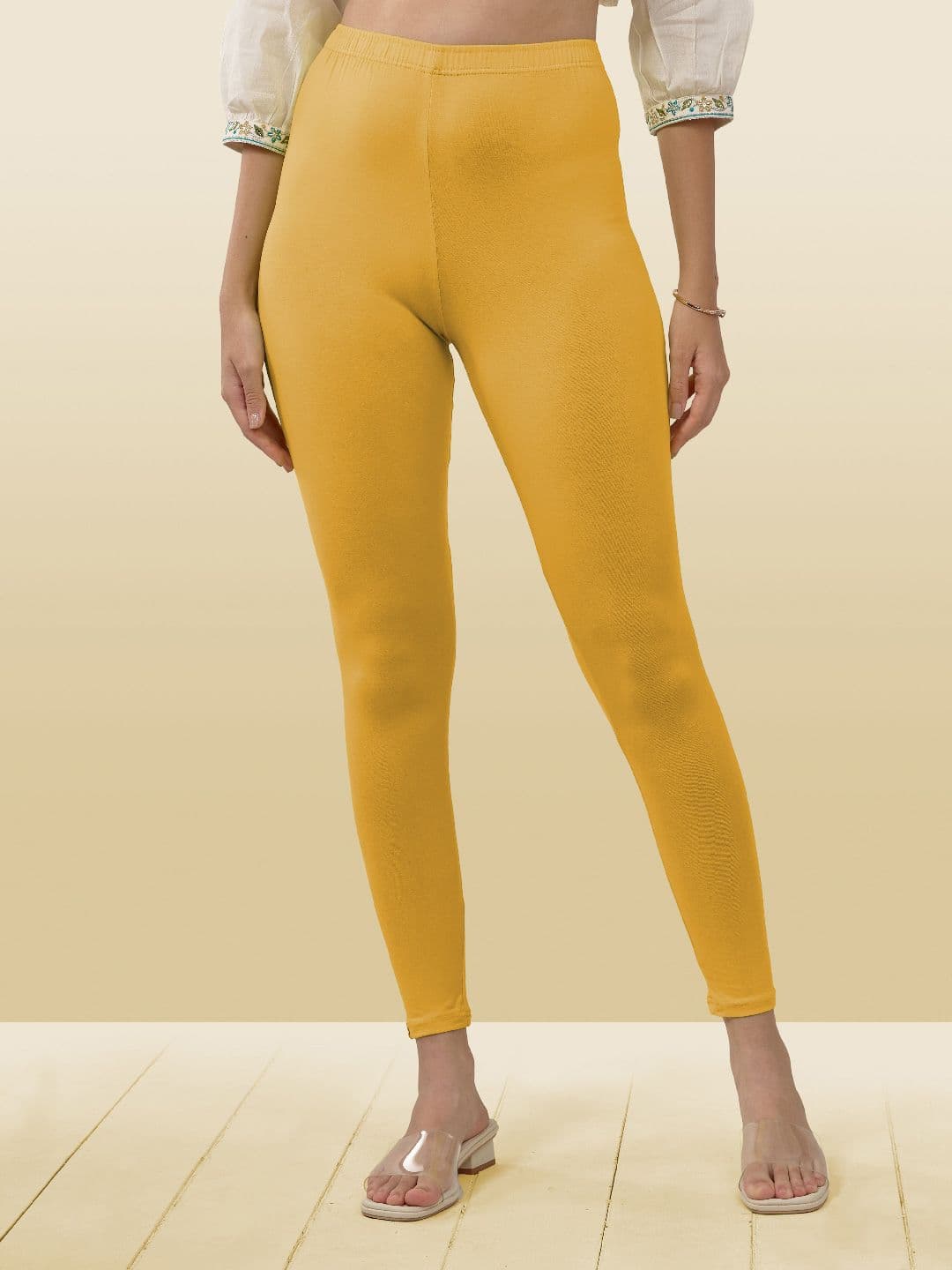 LYRA Women Yellow Solid Ankle Length Leggings - view 1