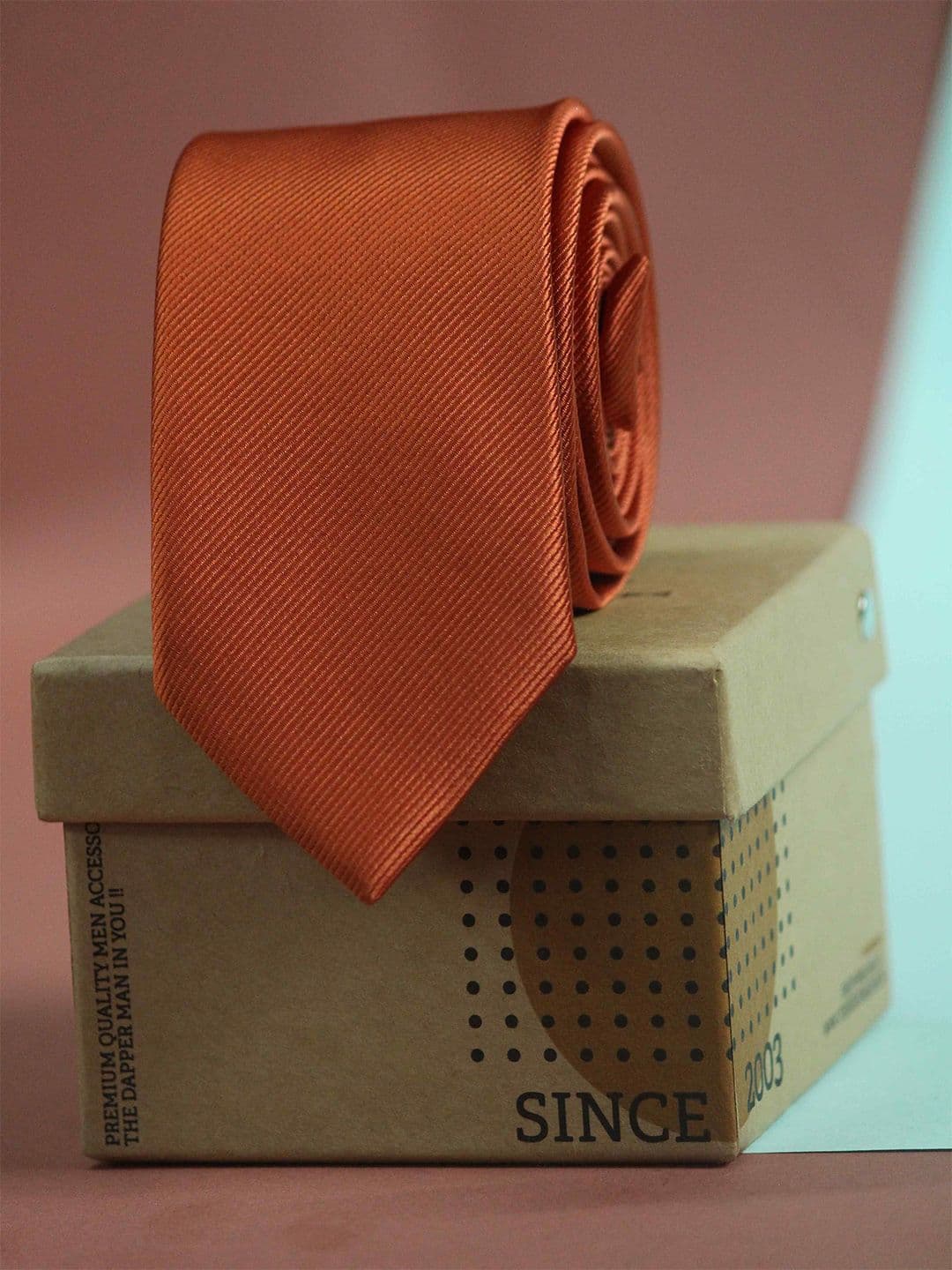 Tossido Men Orange Solid Skinny Tie - view 1