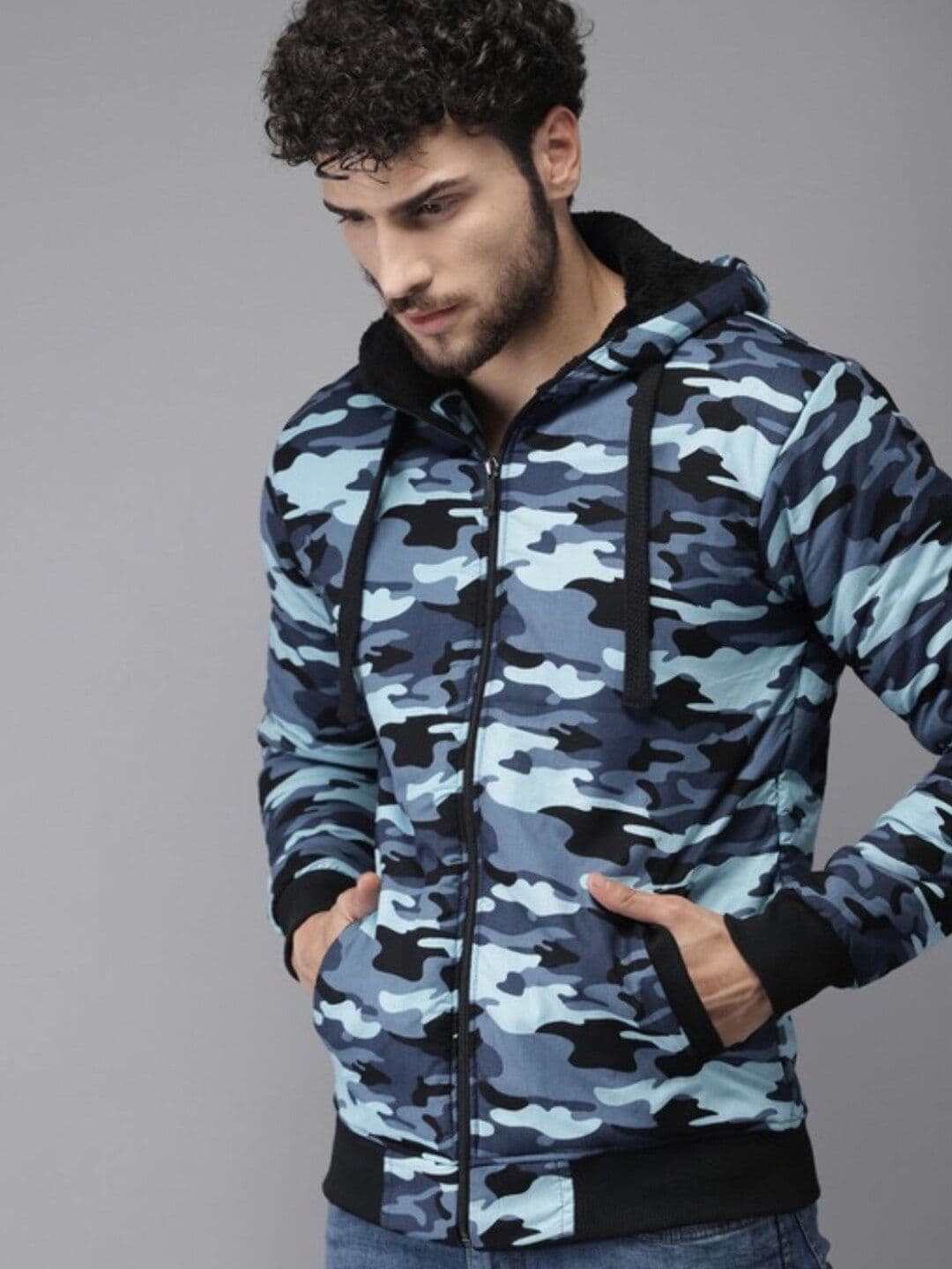 CAHOOT Men Blue Black Camouflage Windcheater Bomber Jacket - view 1