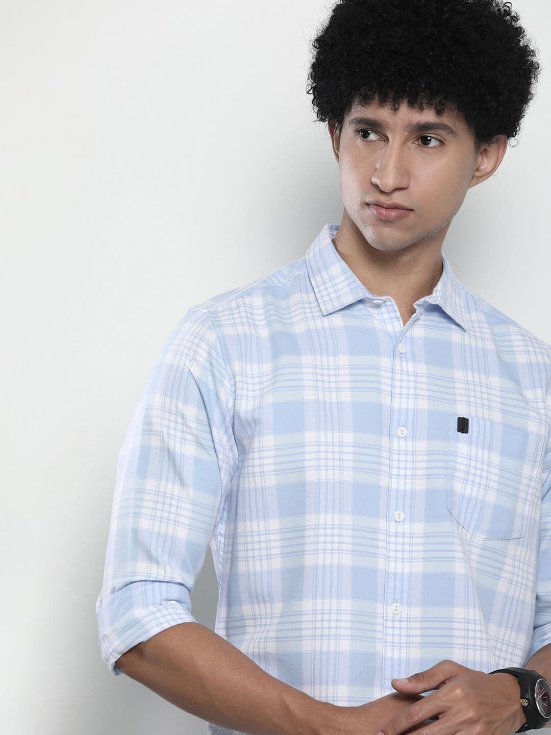 The Indian Garage Co Men Blue & White Gingham Checked Pure Cotton Casual Shirt - view 1