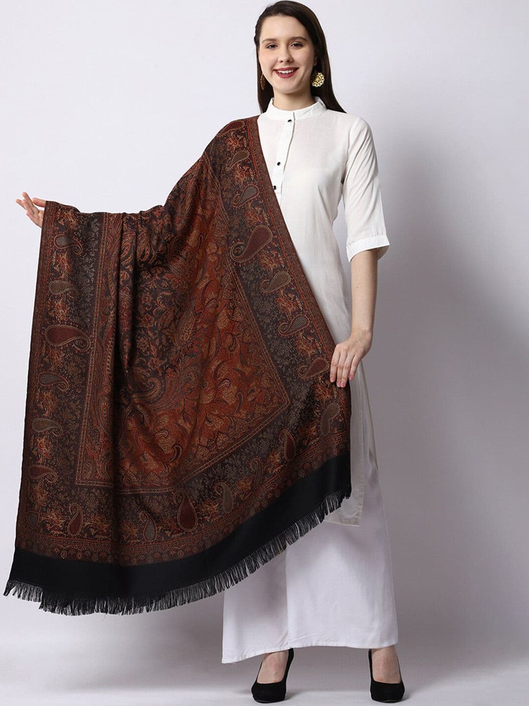 WEAVERS VILLA Women Paisley Woven Design Winter Shawl - view 1