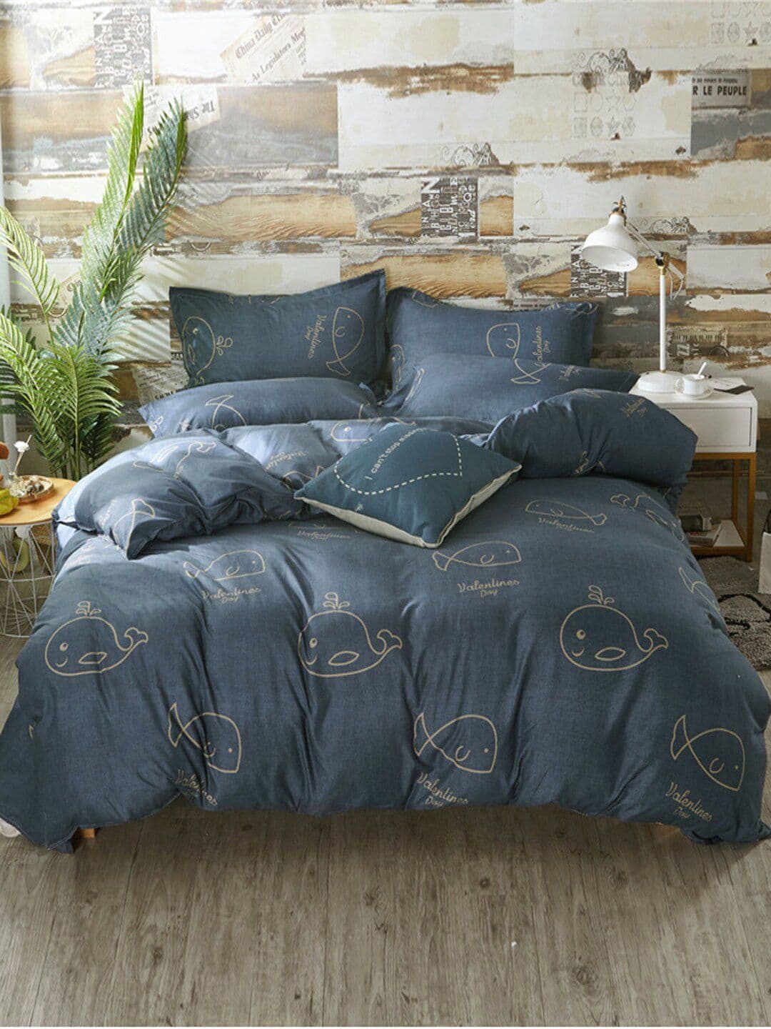 JC HOME Blue Printed Double Queen Bedding Set - view 1