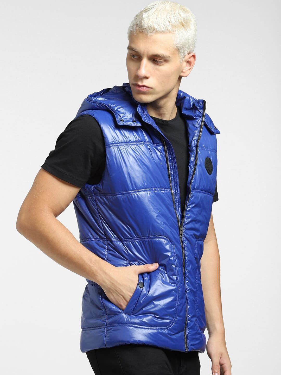 Jack & Jones Men Blue Puffer Jacket - view 1