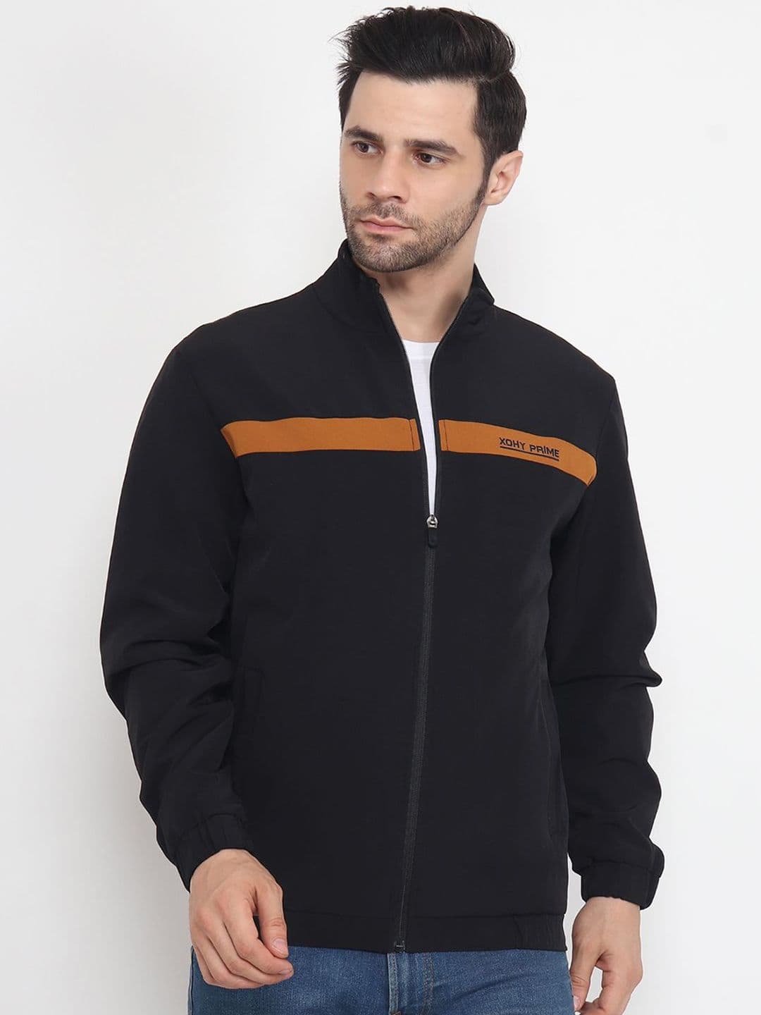 Xohy Men Black Brown Colourblocked Bomber Jacket - view 1