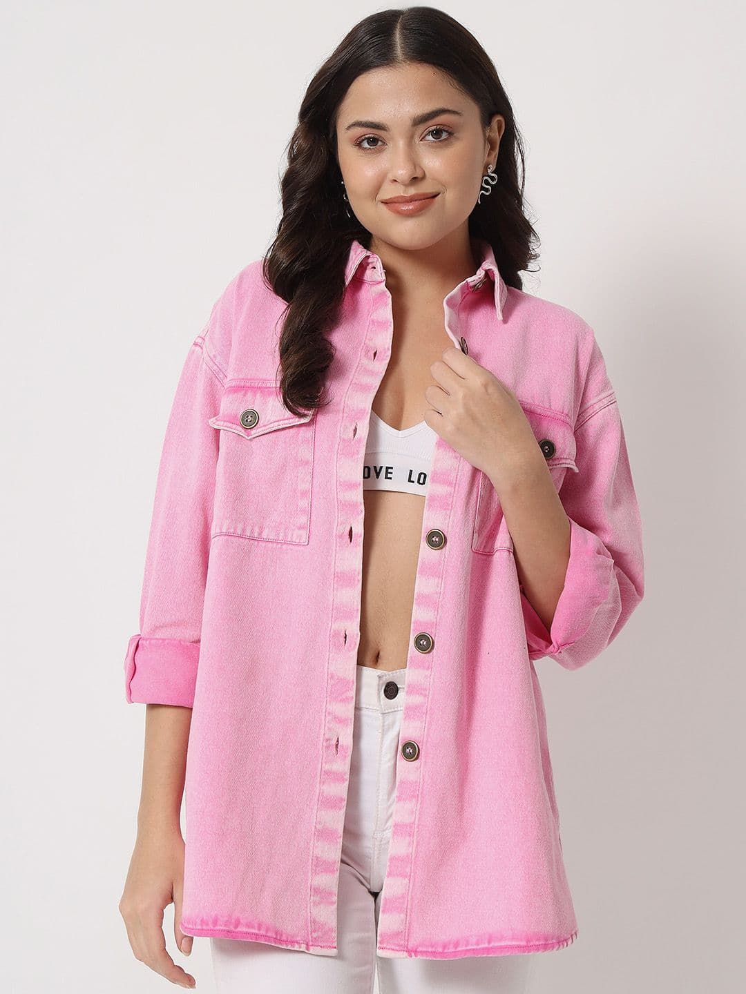 Orchid Blues Women Lightweight Longline Pure Cotton Denim Jacket - view 1